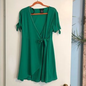 Emerald green wrap dress